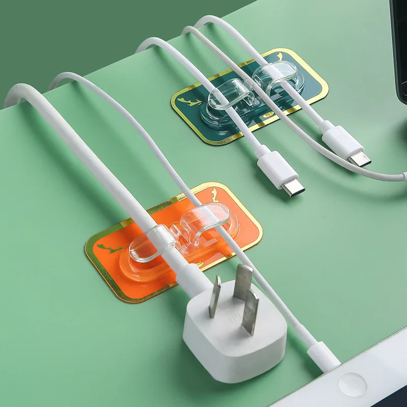 

4PCS Self-Adhesive Cable Organizer Management Clips Data Telephone Line Wire Holder Desktop Organization For Glass Wood