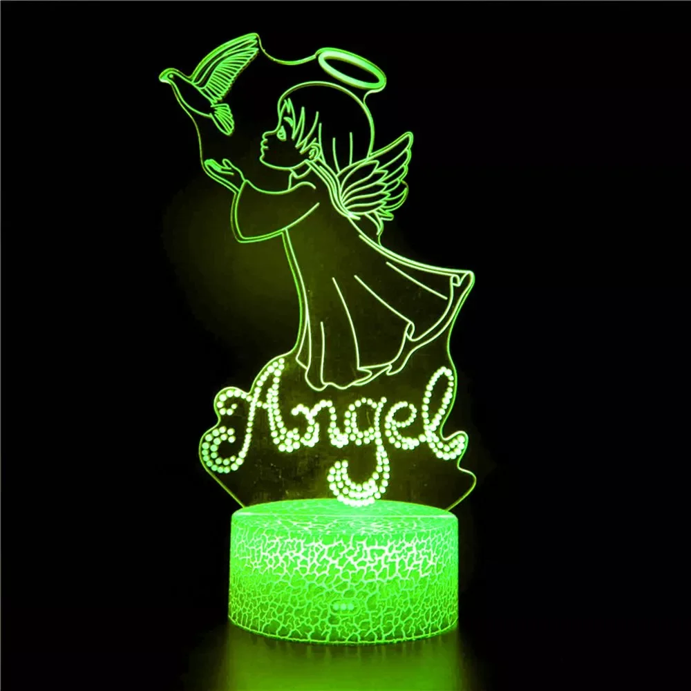 night light angee angel elf Virgin Mary statue model 7 color changing table lamp home decoration sleep light christmas gift