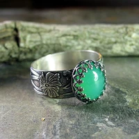 2022 newest boho rings for men or women ellipse large green stone vintage old silver color jewelry pattern knuckle
