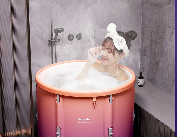 

Bath bucket adult folding bath bucket household whole body bath bucket steaming bath dual-use.