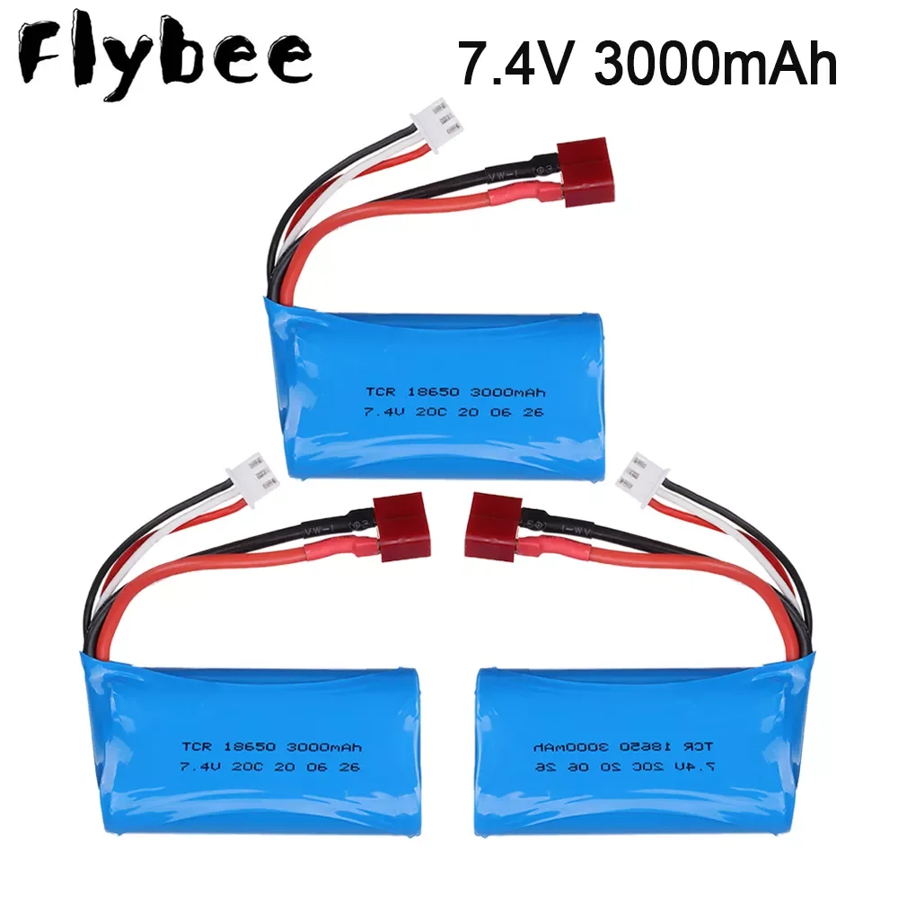

NEW2023 7.4V lipo Battery 18650 3000MAH and 7.4v charger set for Q46 Wltoys 10428 12428 12429 12423 A969-B RC Car Parts 7.4 V 3