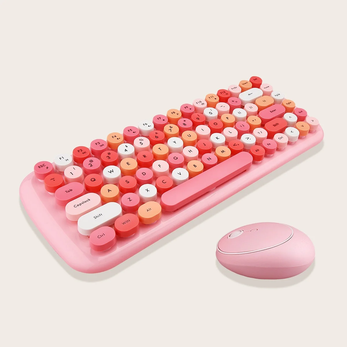 

NEW2022 2.4GHz USB Receiver Wireless Keyboard and Mouse Sets Mixed Color Typewrite Keycaps Keyboard Max 1600DPI Mice for