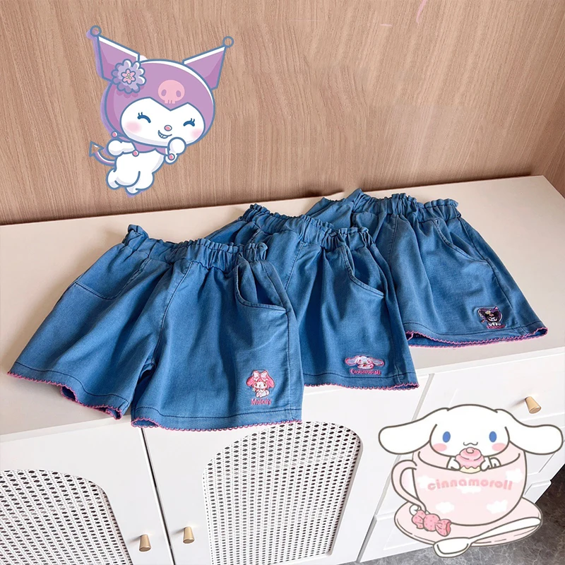

Sanrio Children Short Pants Cinnamoroll Kuromi Kawaii Cute Anime Summer Outdoors Comfortable Breathable Trousers Toys Girl Gifts