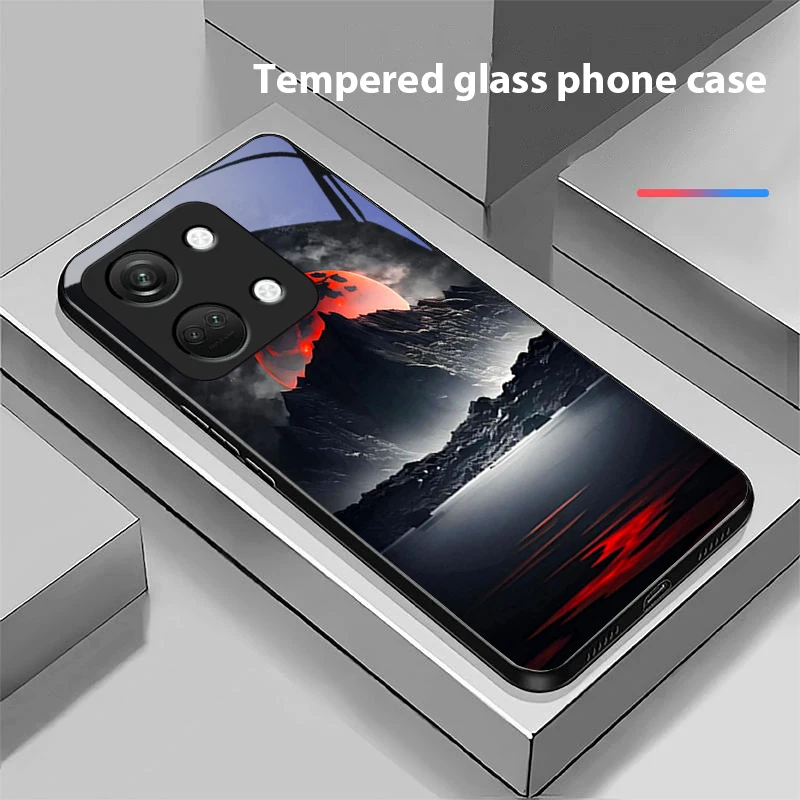 Night light scenery For OnePlus Nord 3 5 6T 7 Pro 8 12 10T Reno8 Lite 5G 10R N30 Hard shell Tempered glass phone case black
