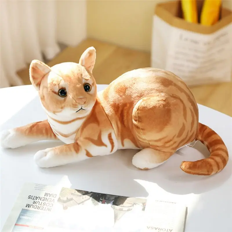 

Imitation Cat Plush Toys Yellow Gray Striped Cat Doll