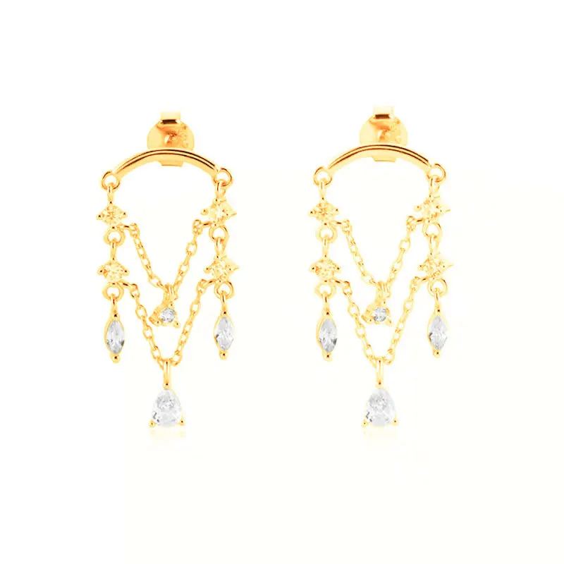

Fashion European and American drops tassel earrings female earrings simple ear line white diamond earrings jewelry earrings