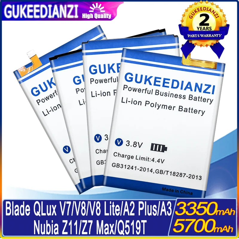 

Battery For ZTE Q519T Blade X3 D2 A452/Nubia Z11 NX531J/QLux A430/V8 Lite/A3 T220/BA910 A512/A2 Plus/Z7 Max High Quality Bateria