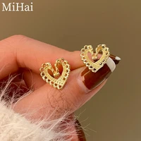 mihan 925 silver needle modern jewelry heart earrings popular design sweet temperament stud earrings for girl lady gifts