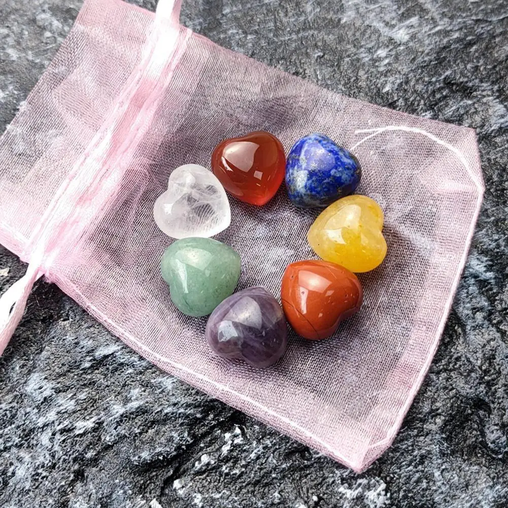 

7 Chakras Hearts Energy Stone Amethyst Lapis Clear Gemstone Quartz Natural Meditation Heart Healing Crystal Ornaments W9h6