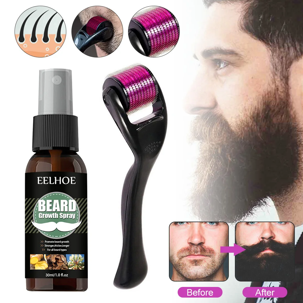 

Спрей для роста бороды, сыворотка для ускорения роста усов для густых более густых бороды, увлажняющий спрей для роста бороды и волос с роли...