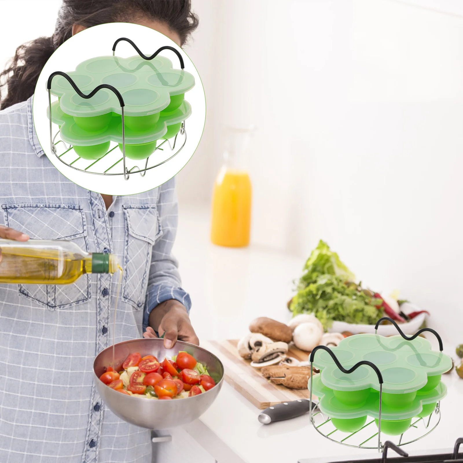 

3 Pcs Travel Snack Container Steaming Dish Micro-wave Oven Egg Bites Egg Rack Cooling Rack Egg Bites Handle Baby