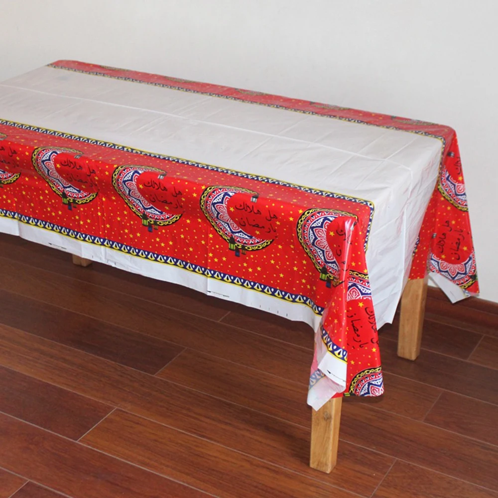 

108x180cm PE Plastic Disposable Party Table Cloth Eid al-Fitr Ramadan Tableware Table Cover Waterproof for Moslem Islamism Decor