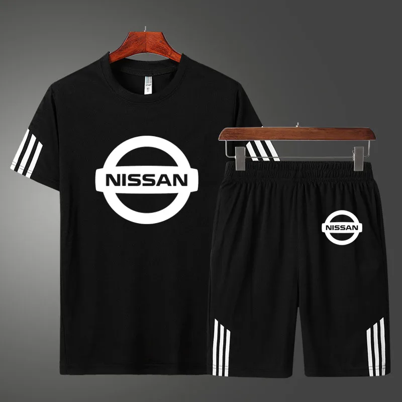 

2022High Quality Casual NISSAN Car Logo Printing Men's T-shirt Summer Cotton Men's short sleeve + shorts two-piece suit