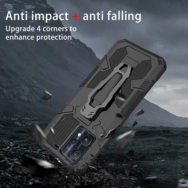 Чехол для Realme 7 Pro бронированный чехол телефона с магнитным металлическим зажимом
