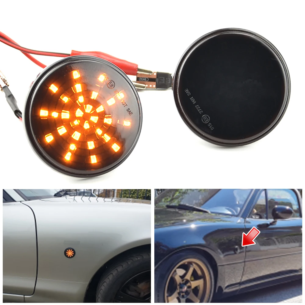 Фото 2 шт. для Mazda MX5 MX-5 MK1 MK2 MK3 указатель поворота, светодиодный боковой габаритный фонарь, повторитель, индикатор потока 1989 1999 2000-2015 №3