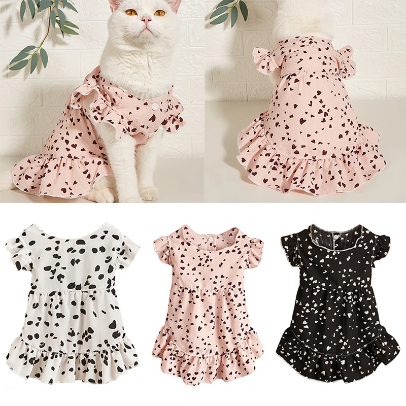 

Cow Patterned Pet Clothing Dogs Princess Skirt Lace Dress Cat Dog Clothes Soft Costume Summer Thin Breathable French Bulldog