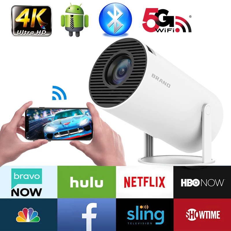 

2023 HY300 Smart Projector Android 11.0 MINI Portable 5G WIFI Home Cinema 720P for SAMSUNG Apple Outdoor 1080P 4K Movie HDMI