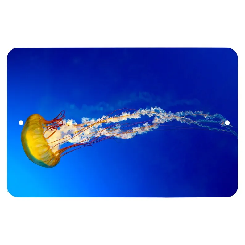 

Yellow Jellyfish Metal Sign - Wall Decor - Aluminum Door Sign - Metal Sign - Kid's Room - Jelly Fish - Ocean - Pirate - Caribbea