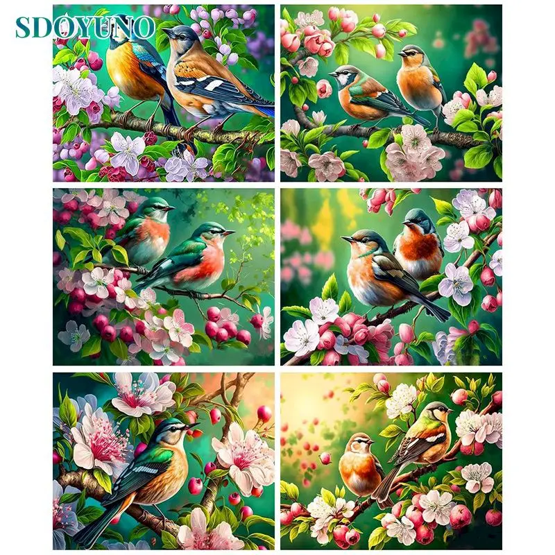 

SDOYUNO Frame Painting By Numbers For Adults Birds Animal Oil Paint By Number Modern Home Wall Decoration Diy Gift