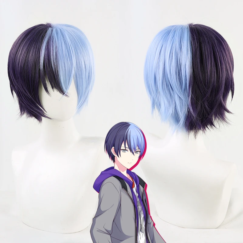 Ful Stage Feat Aoyagi Toya Blue Black Wigs Hairs Cosplay Shoes Boots Game Halloween Cos Boot