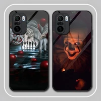 phone case tempered glass for redmi k40 k20 k30 k50 proplus 9 9a 9t note10 11 t s pro poco f2 x3 nfc horror it movie the clown