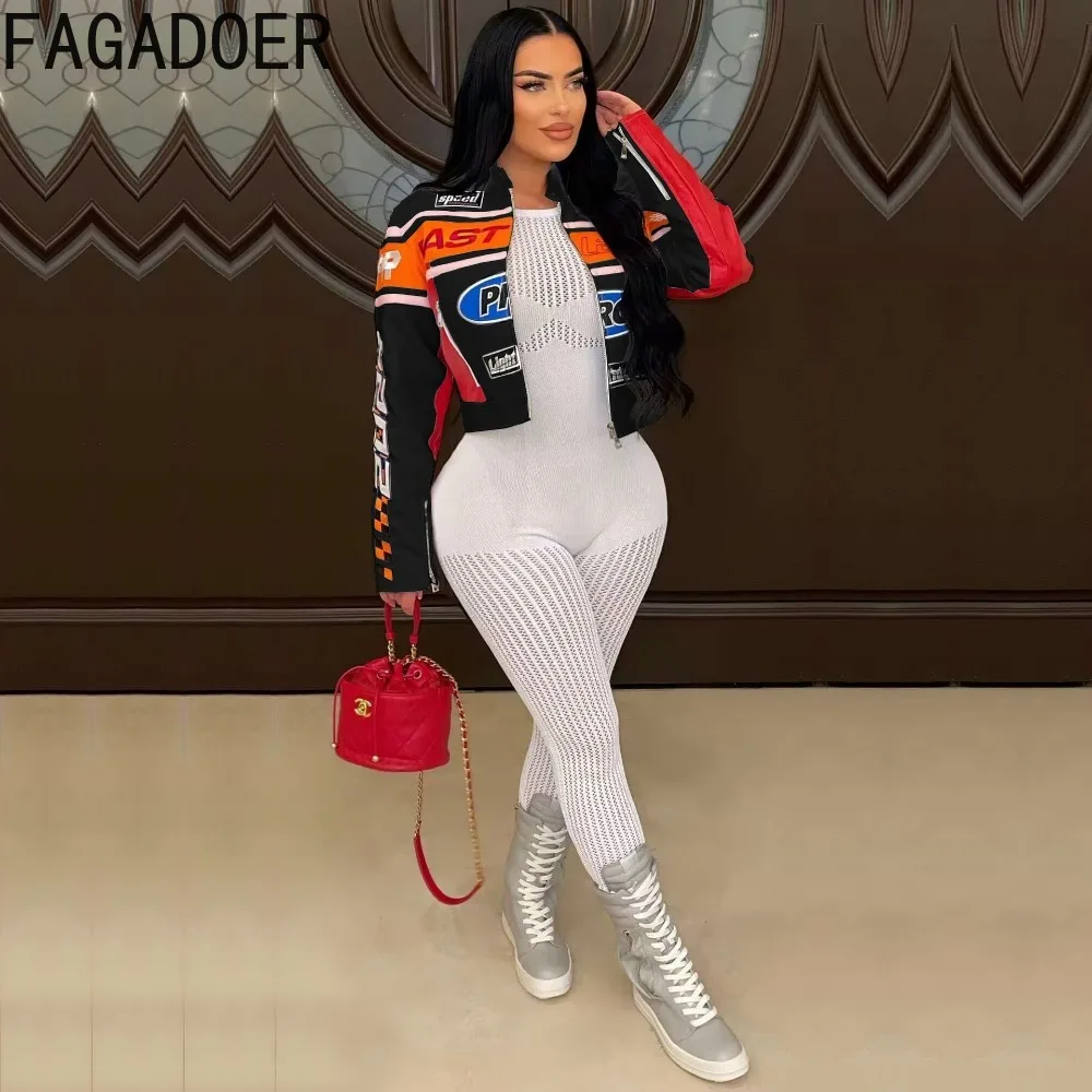 FAGADOER осень-зима новая модная укороченная куртка женская панк-готическая мото с