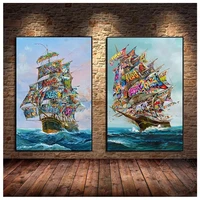 graffiti pirate ship art 5d diy diamond painting kits full diamond mosaic abstract boat diamond embroidery gift home decor