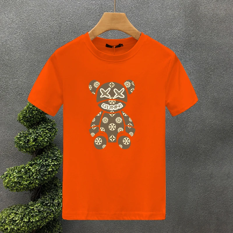 Футболка мужская с принтом медведя 100% хлопок круглым вырезом и коротким рукавом