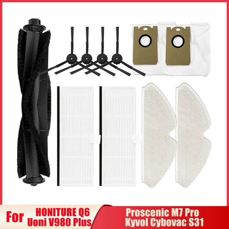 

Main Side Brush Hepa Filter Mop Parts For Proscenic M7 Pro / Kyvol Cybovac S31 / HONITURE Q6 / Uoni V980 Plus Vacuum Cleaner