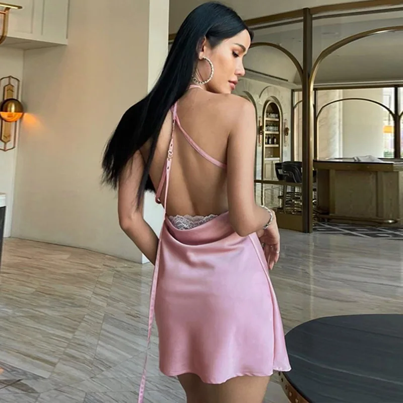 Sexy Backless Bandage Bodycon Mini Dresses Women Solid Halter Dress Party Night Club Vestidos Streetwearsummer