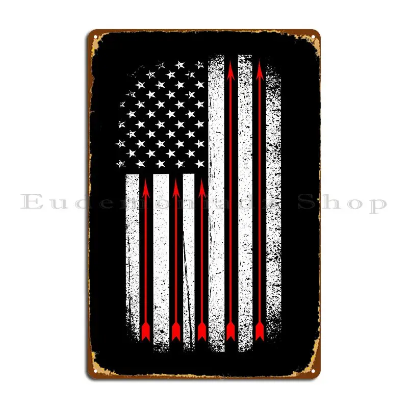 Металлический знак для стрельбы из лука, флаг США, печатный клубный стиль, дизайнерский плакат, оловянный знак, плакат