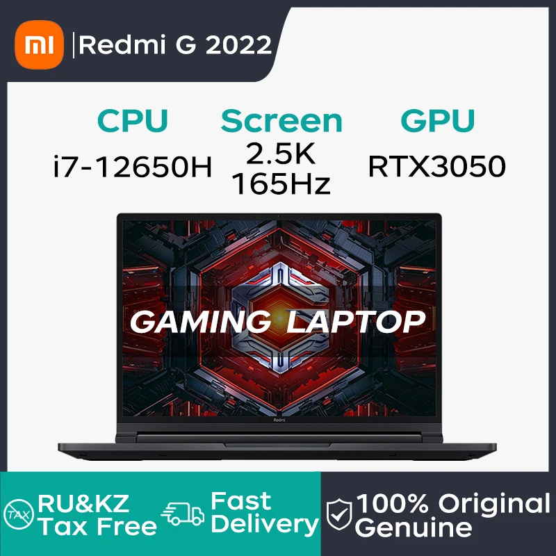 

Xiaomi Redmi G 2022 Gaming Laptop 16 Inch 2.5K 165Hz Screen Notebook i7-12650H 16GB DDR5 512GB SSD RTX3050 Gaming Computer PC