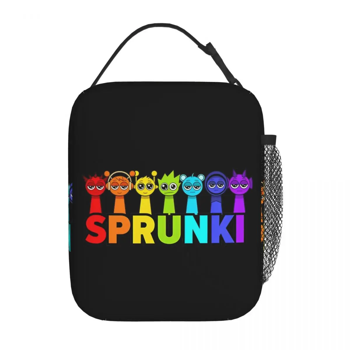 Фото Персонажи Sprunki, изолированные сумки для обеда, сумка-холодильник, контейнер для еды, Durple Pinki Jevin Sky Raddy, ланч-бокс, сумка для еды №1