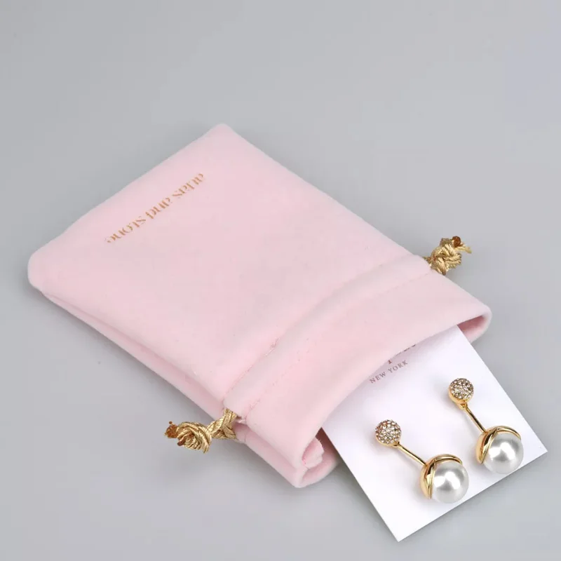 Pink Velvet Gift Bags Jewelry Travel Storage Sack 8x10cm 9x12cm 10x15cm Eyelashes Cosmetics Drawstring Pouches
