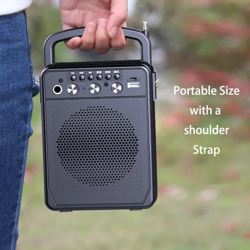 Фото Портативный Bluetooth-динамик Караоке FM-радио Басовый бумбокс Водонепроницаемые уличные USB-динамики Поддержка AUX Музыкальный сабвуфер Громкоговоритель №2