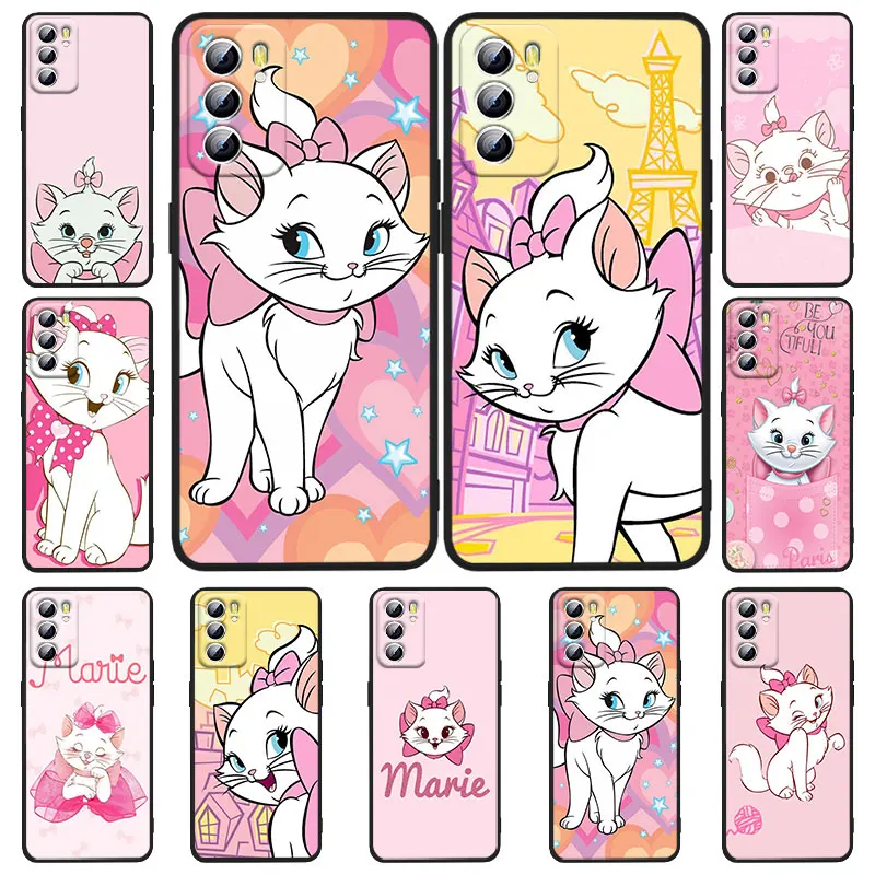 

Cartoon Pink Marie Cat Phone Case For OPPO Realme 5 6i 6s 7 7i(Global) 8 8i Pro 5G Realme Narzo 50A Narzo 50i Black Soft Capa