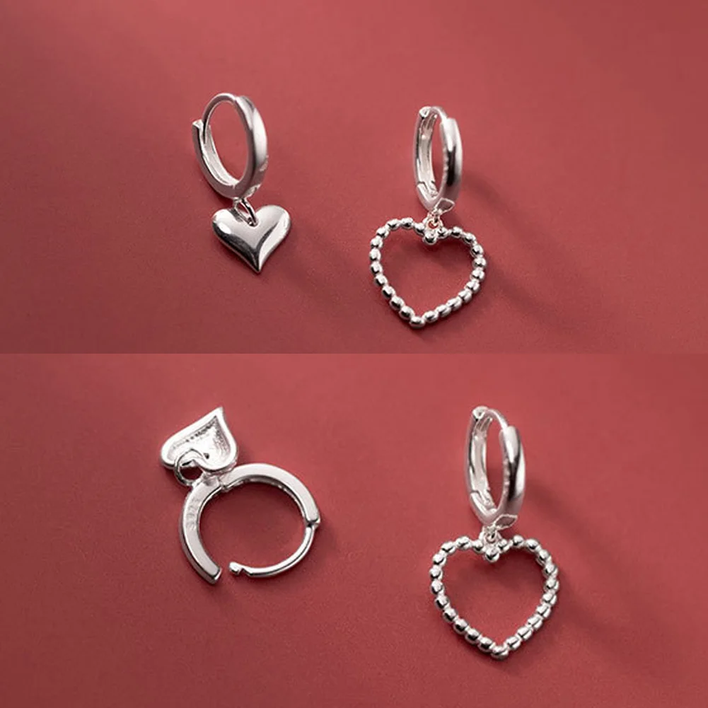 

Silver Color New Hollow Love Heart Earring Female Fashion Unconstorined Cute Temperament Romantic Handmade Party