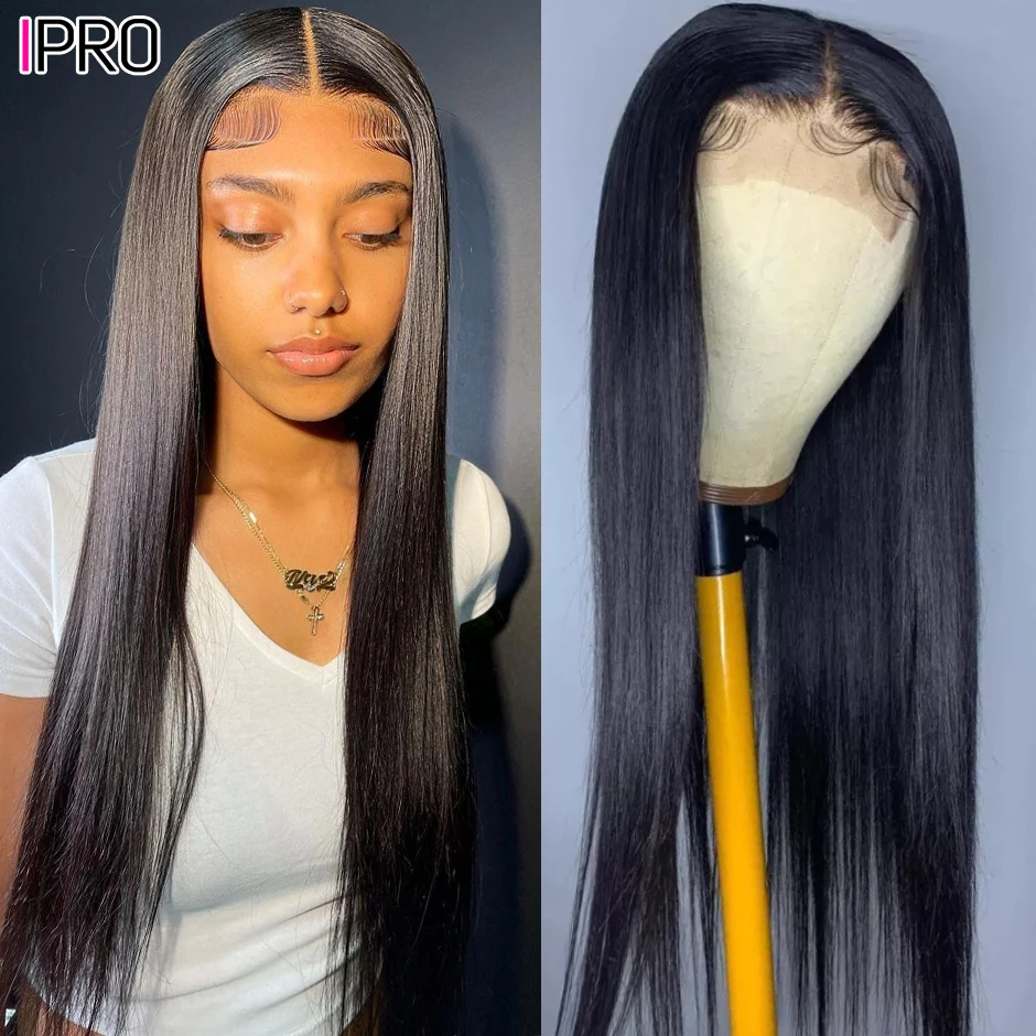 

IPRO Indian Bone Straight Wig 180% Density 4x4 Lace Closure Human Hair Wigs For Black Women Straight Human Hair Lace Frontal Wig
