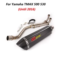 escape motorcycle middle link tube and 51mm muffler exhaust system stainless steel for yamaha tmax 500 530 until 2016