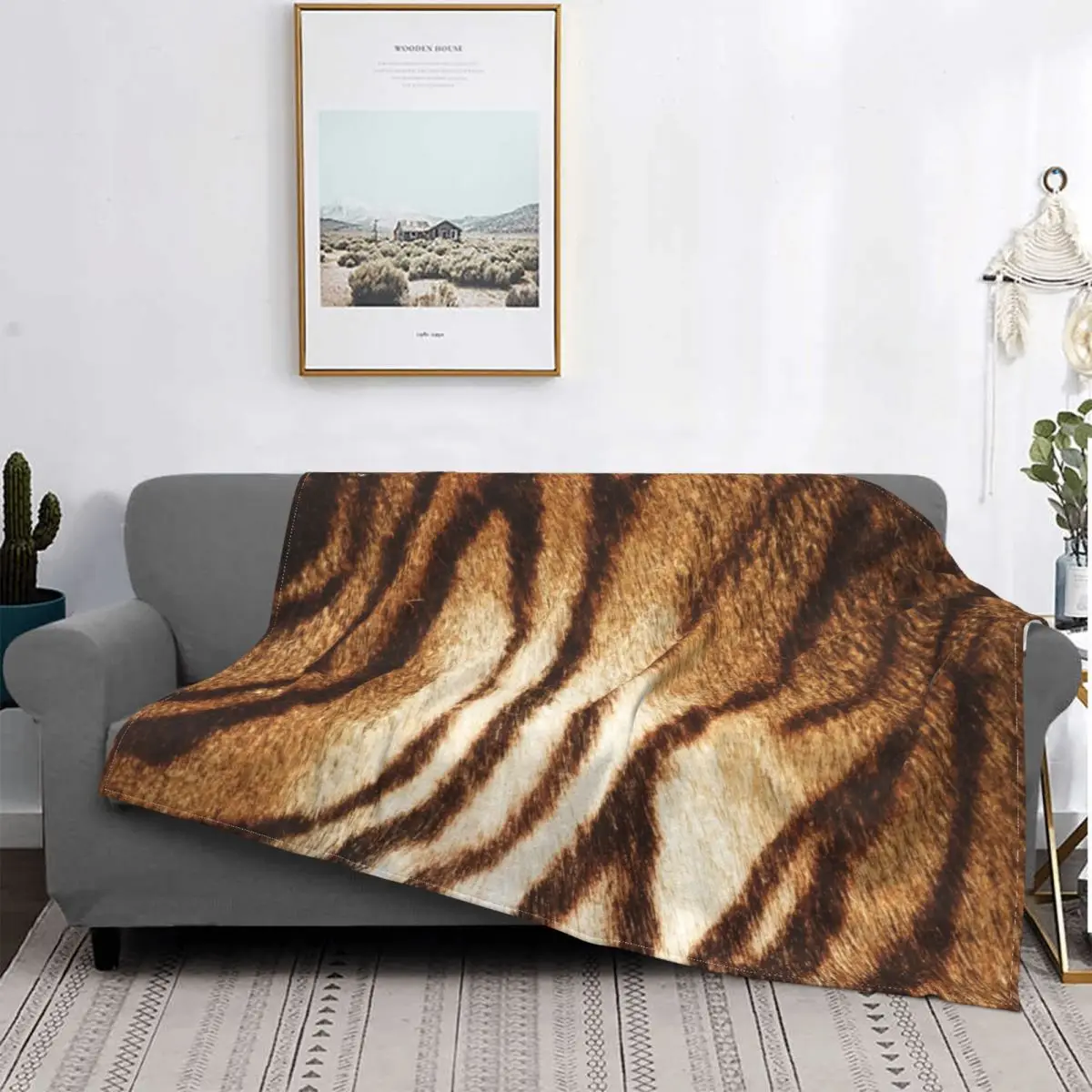 

Blankets Warm Flannel Realistic Skin Animal 3D Print Throw Blanket for Bedding Couch Quilt Bengal Tiger Fur Wildlife Print