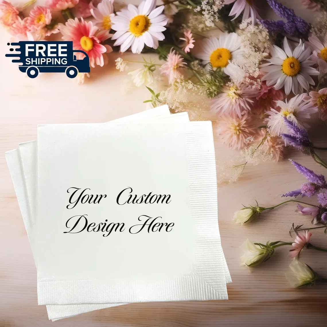 Custom Personalized Printed Pocket Napkin - Add Your Logo Napkins for Wedding Unique Birthday Anniversary
