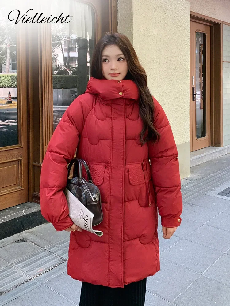Новинка 2024 Длинные парки Vielleicht женская теплая зимняя куртка на белом утином пуху