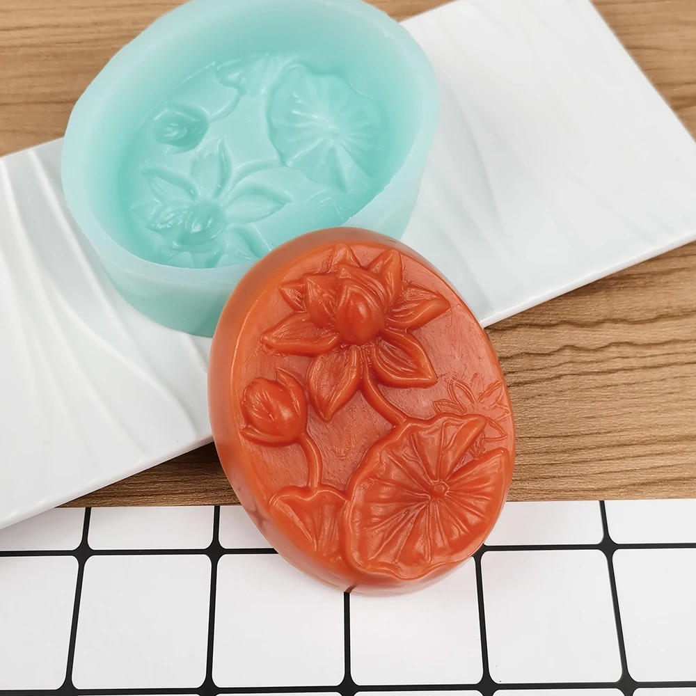

Elliptical Silicone Lotus Soap Mold Handmade Soap Form Mold For DIY Soap Making Aromatherapy Candle Clay Resin Soap Crafts