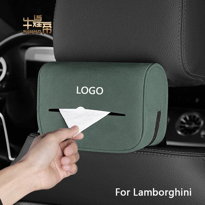 

Car Suede Tissue Box Interior For Lamborghini Urus Huracan Gallardo Aventador Seat Back Paper Bag Armrest Box Case Accessories