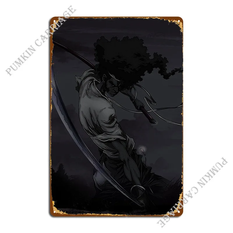 Аниме афро самурайский металлический налет винтажная Настенная роспись персонаж кухня создание жестяной знак плакат