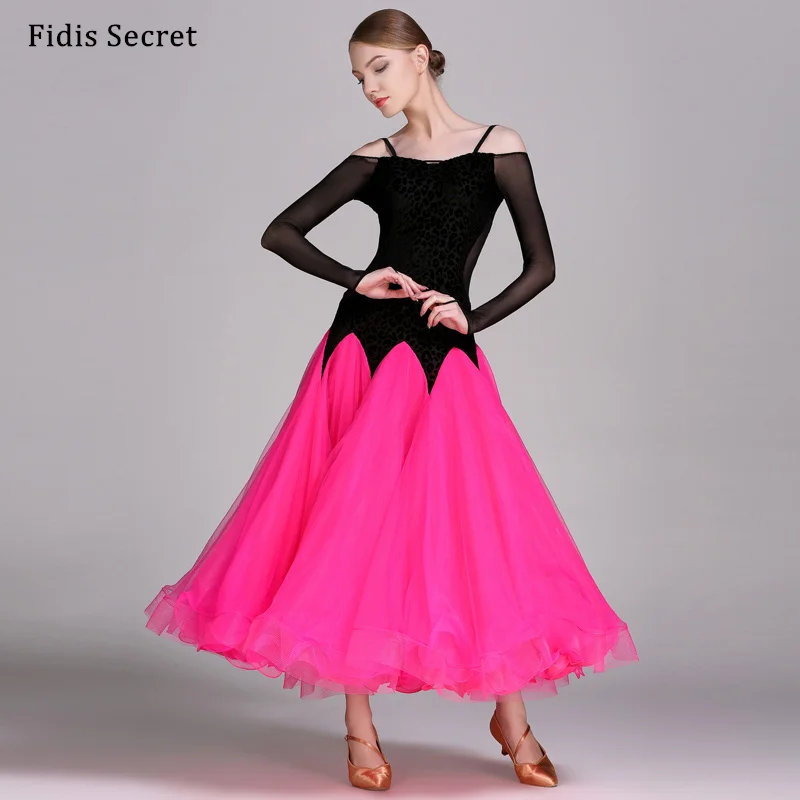 

YL300 Rose Red/Green/Blue Big Swing Women Standard Ballroom Dance Dress,Tango/Waltz/Foxtrot/Modern Stage Competition Costumes