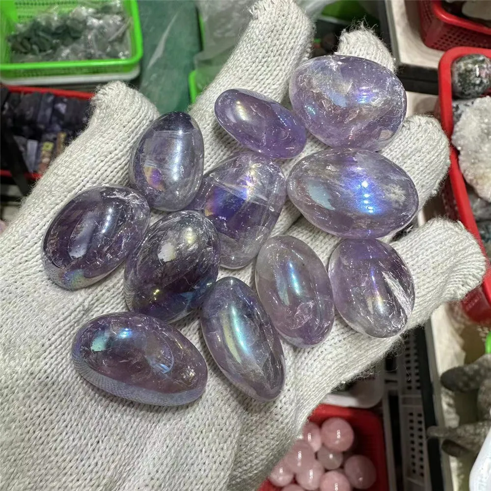 Радужный аметист, кварцевый кристалл Aura, чакра, лечебный драгоценный камень Medaion, рейки, гравий для украшения