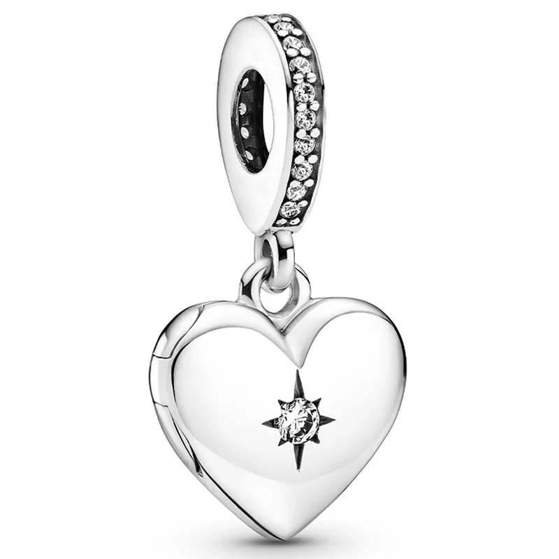 

Original Openable Heart Locket Dangle Beads Charm Fit Pandora Women 925 Sterling Silver Bracelet Bangle Jewelry