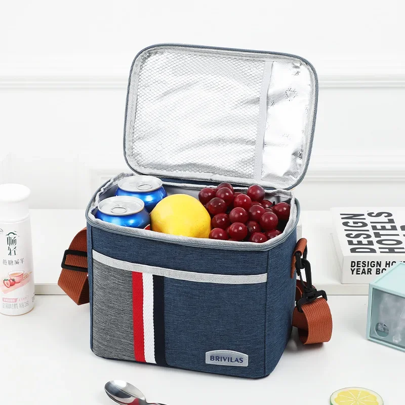 

Модная текстурная Портативная сумка для обеда, двойное плечо, фотостойкая водонепроницаемая изолированная сумка-холодильник, еда для пикника и искусство
