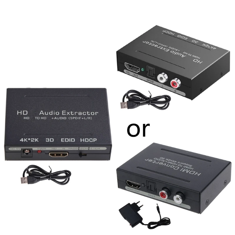 

HDMI-compatible To HDMI-compatible Optical + SPDIF + RCA L/R Audio Extractor Adapter Splitter 3840x 2160P 4K UHD Switch